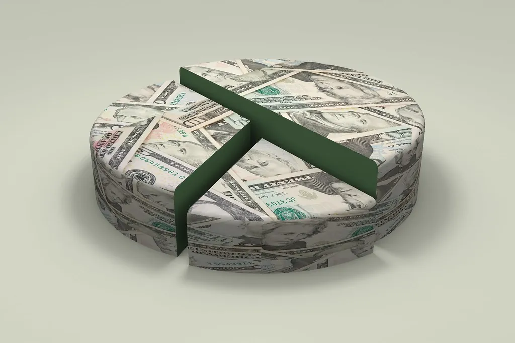 budget pie chart envelopes cash