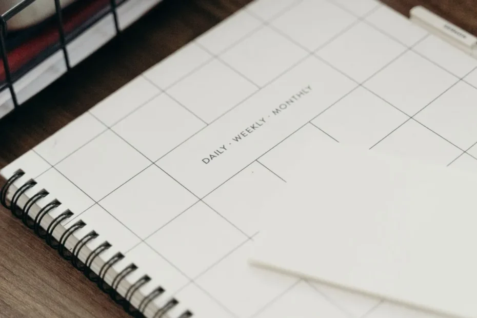 monthly budget planner notebook desk