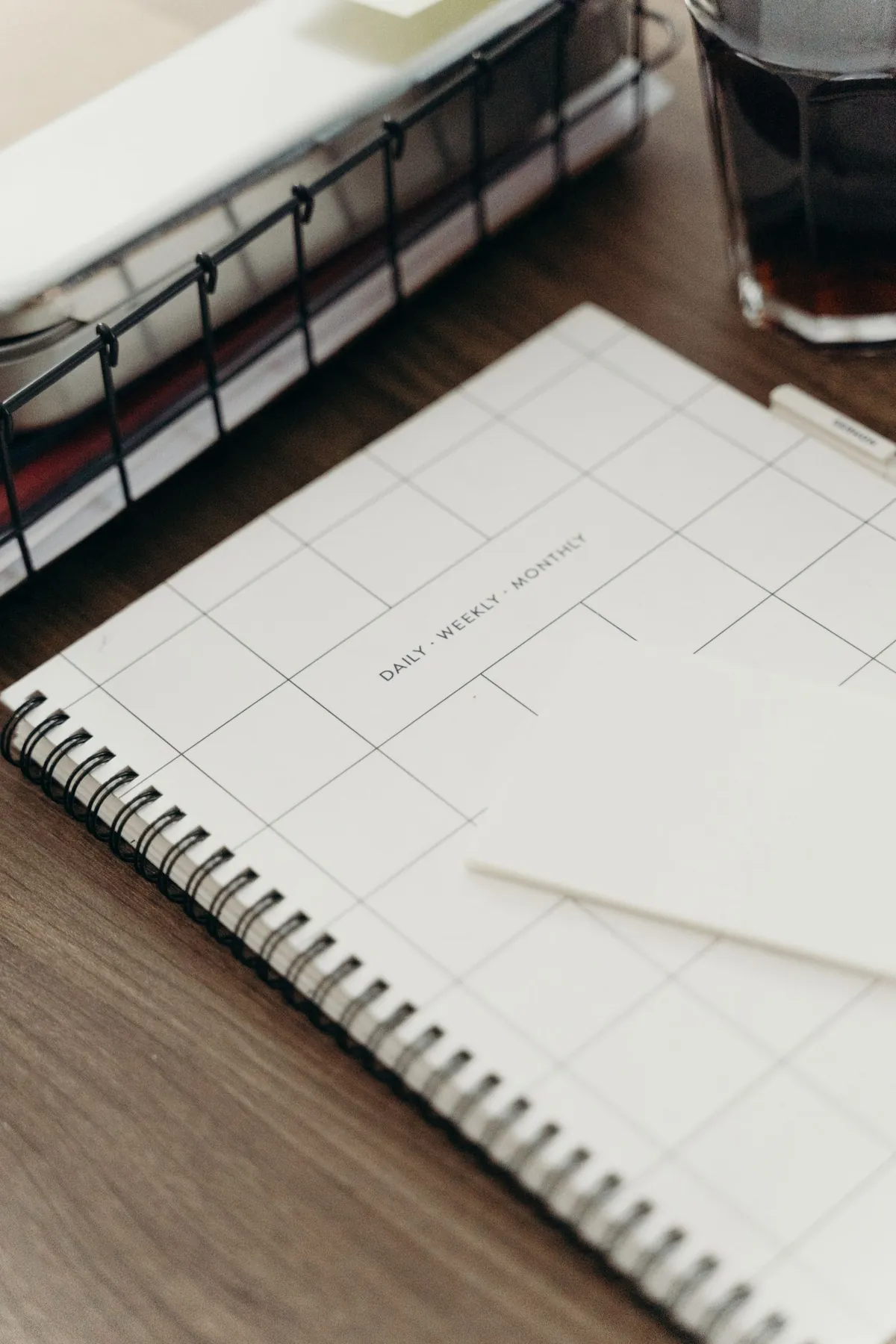 monthly budget planner notebook desk