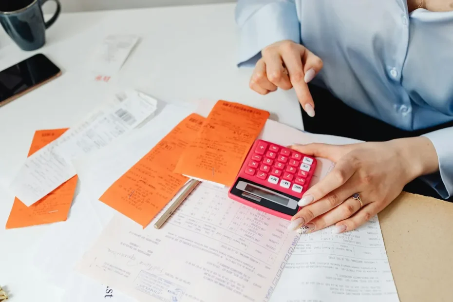 medical receipts and calculator desk