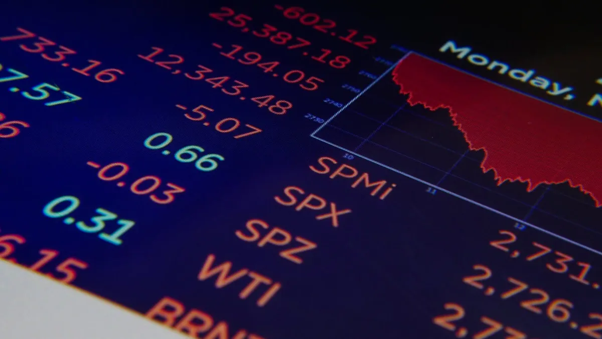 stock chart red green numbers tax documents