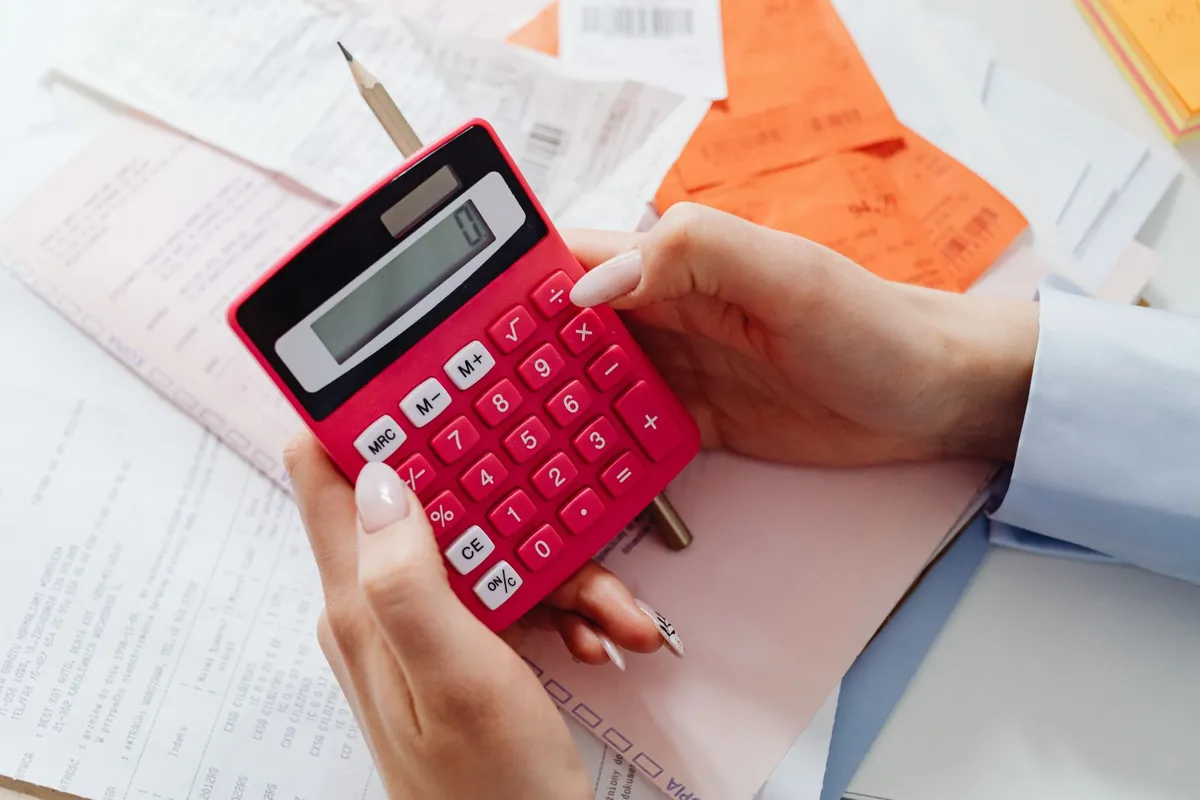 paycheck stub with calculator